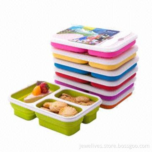 Silicone Lunch Box with Cover, Different Colors and Shapes Available, OEM Orders Welcomed
